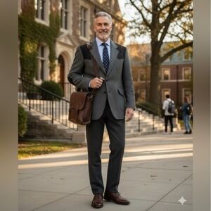 Men's Pendleton Black Gray Tweed Western Blazer w/Suede Elbow Patches Size 48